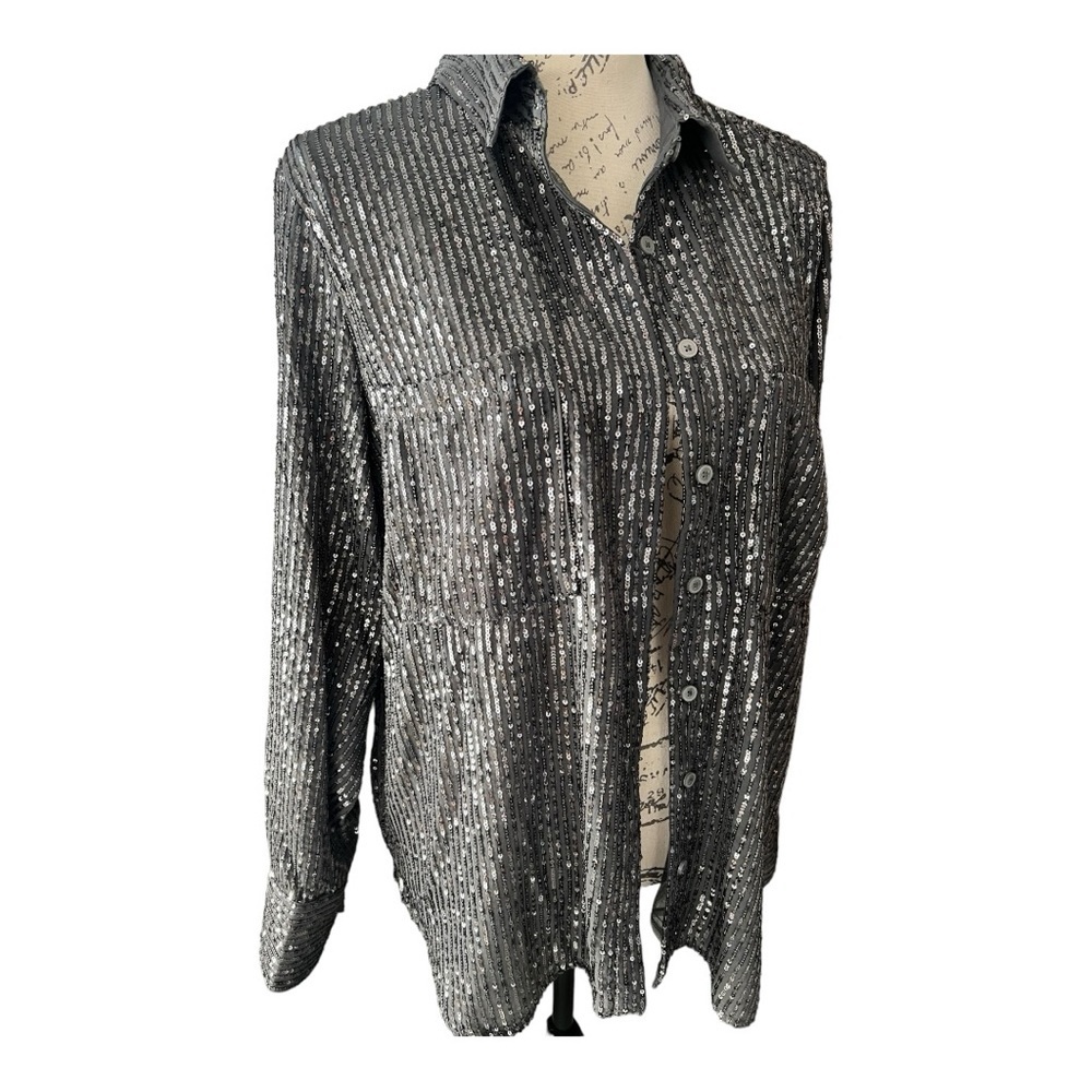 Anthropologie Sequin Buttondown Shirt New without tags size XL
